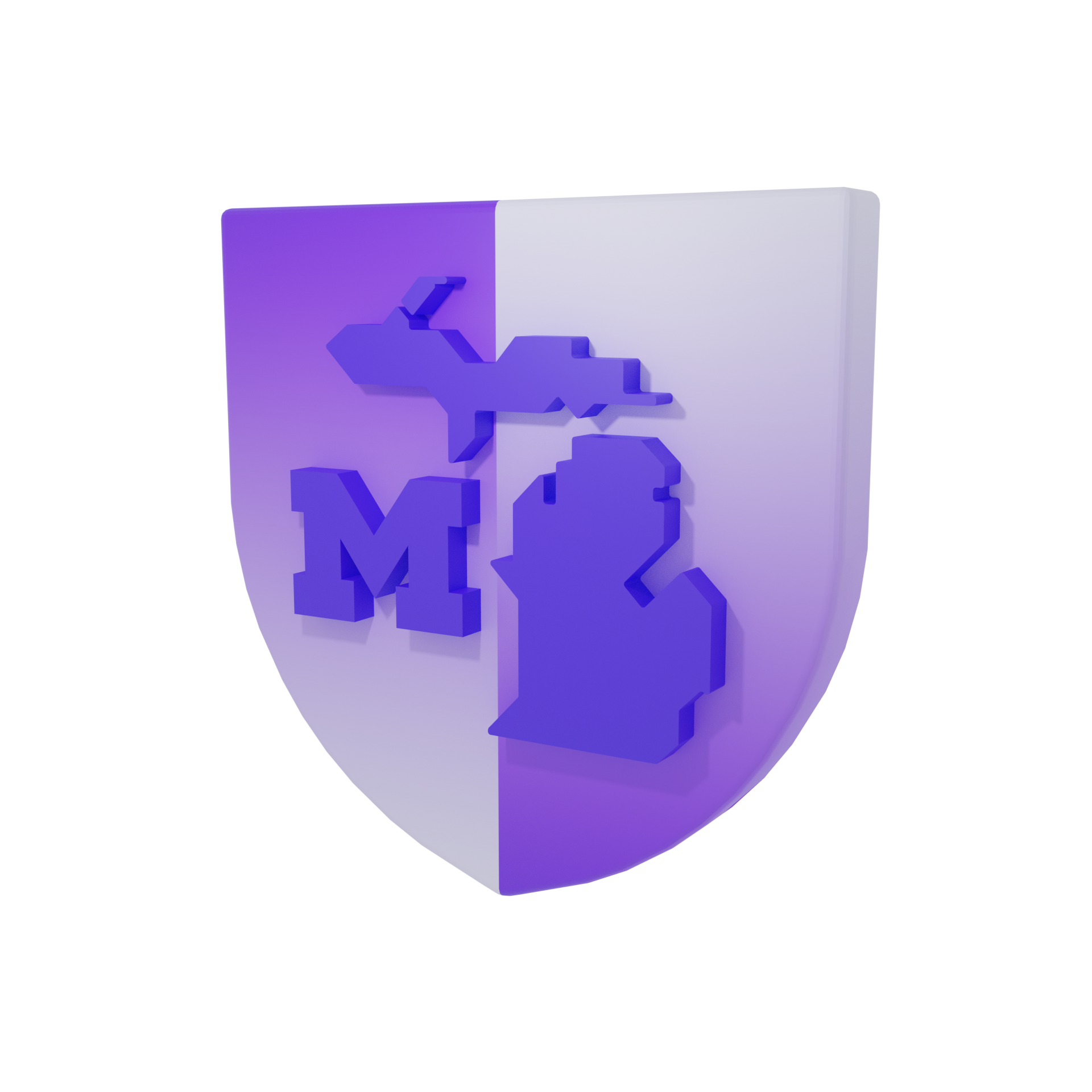 Shield with an outline of the state of Michigan