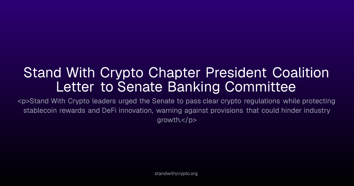 Stand With Crypto Chapter President Coalition Letter to Senate Banking ...